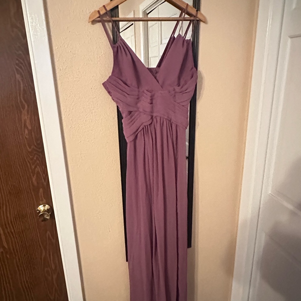 Plunge V-Neck Crinkle Chiffon Women's Bridesmaid Dress in Wisteria, Size 2